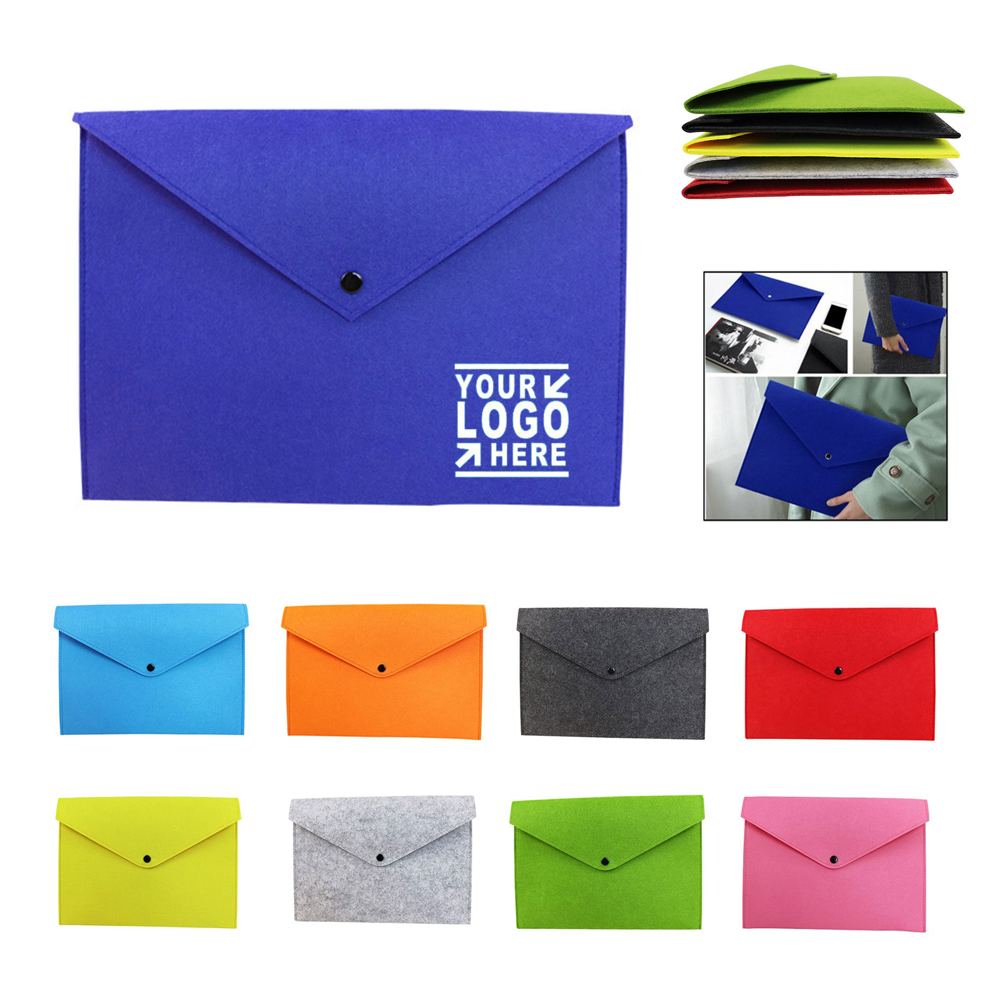 Felt Snap Button File Folder Document Bag 7