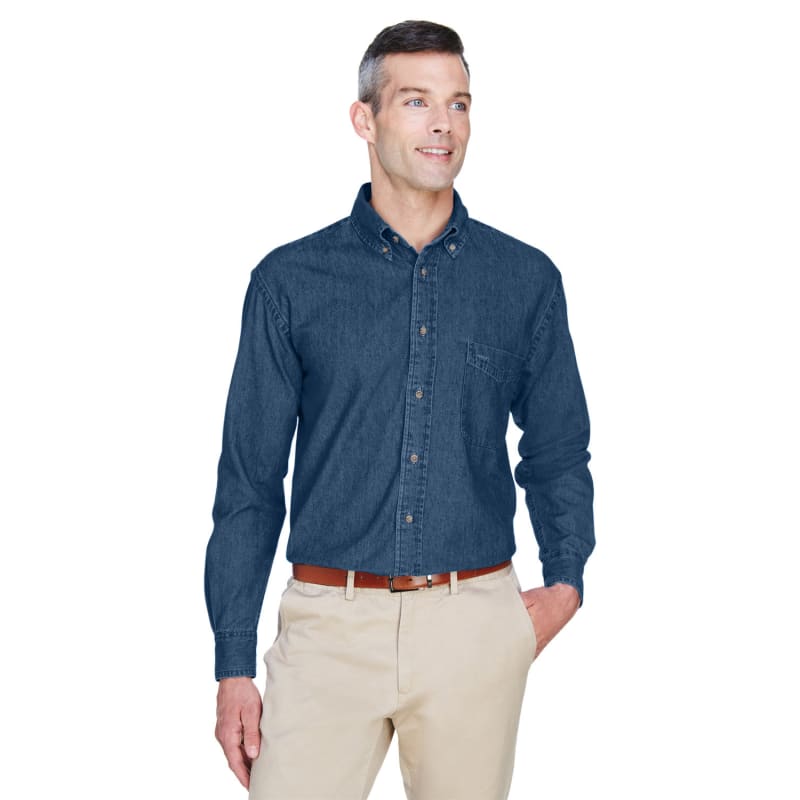 Harriton Men's Tall 6.5 Oz. Long-Sleeve Denim Shirt 10