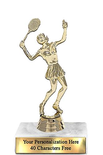 Trophy: 7", 2x3 white marble base, Tennis Female G 2