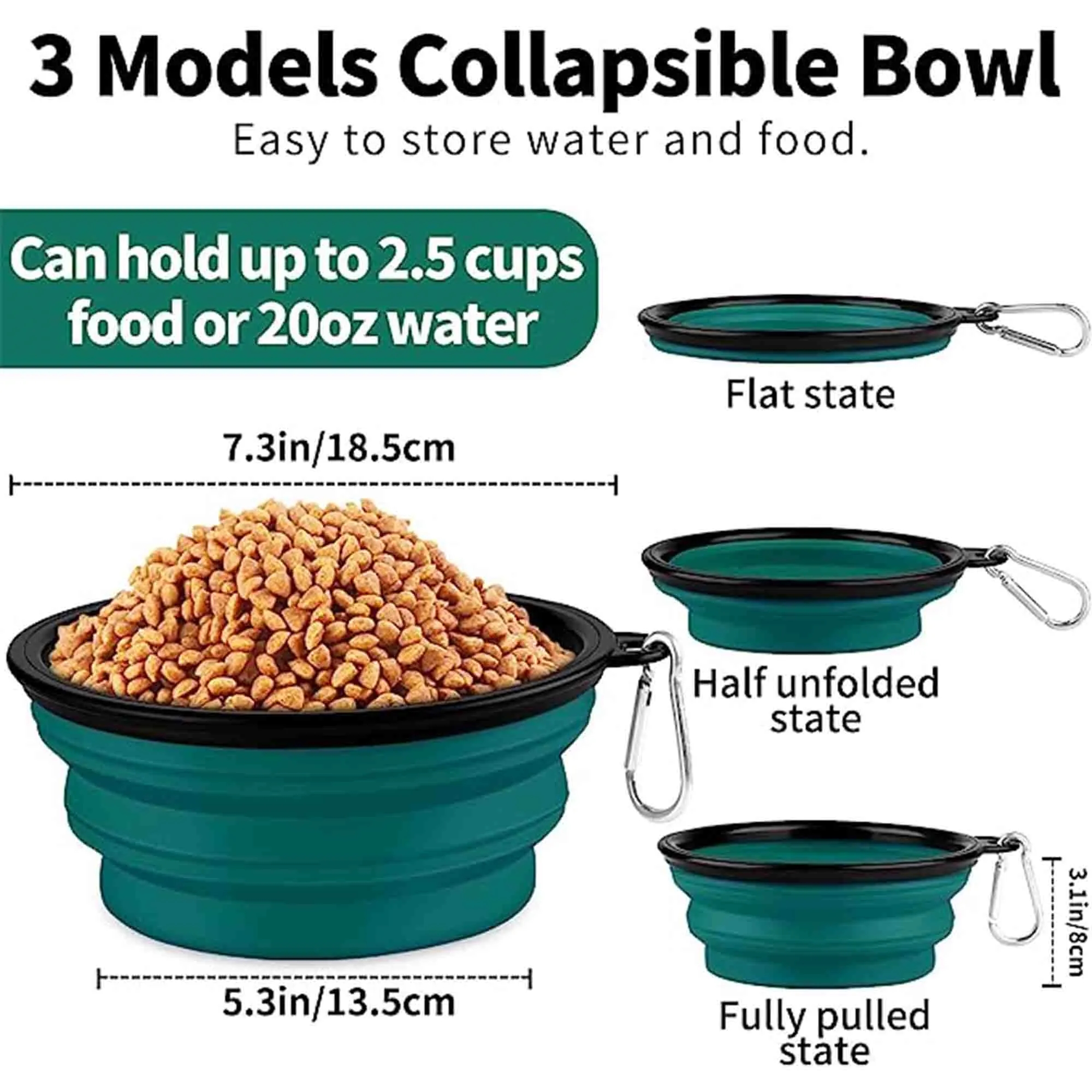 Silicone Collapsible Pet Bowl With Carabiner 1