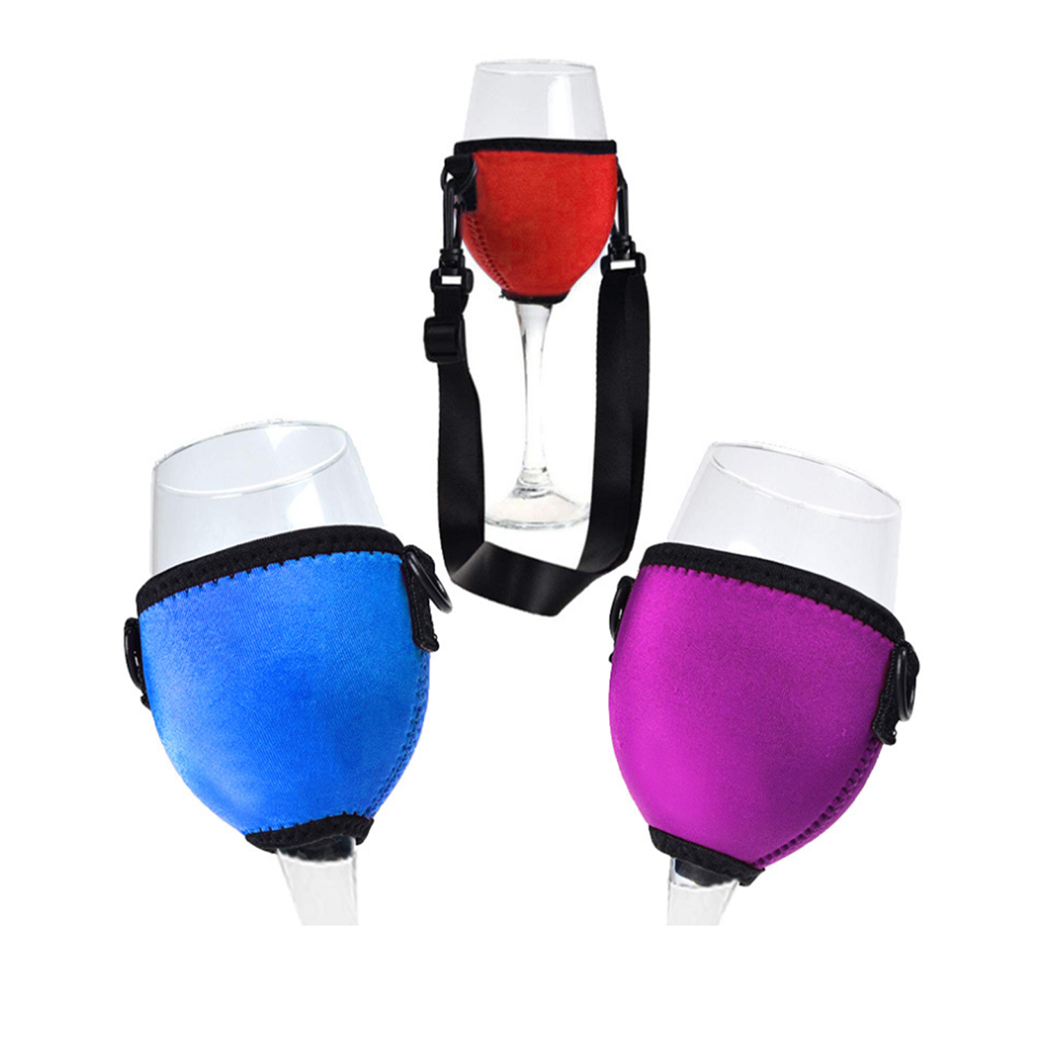 Wine Neoprene Sleeve with Adjustable Neck Strap 4