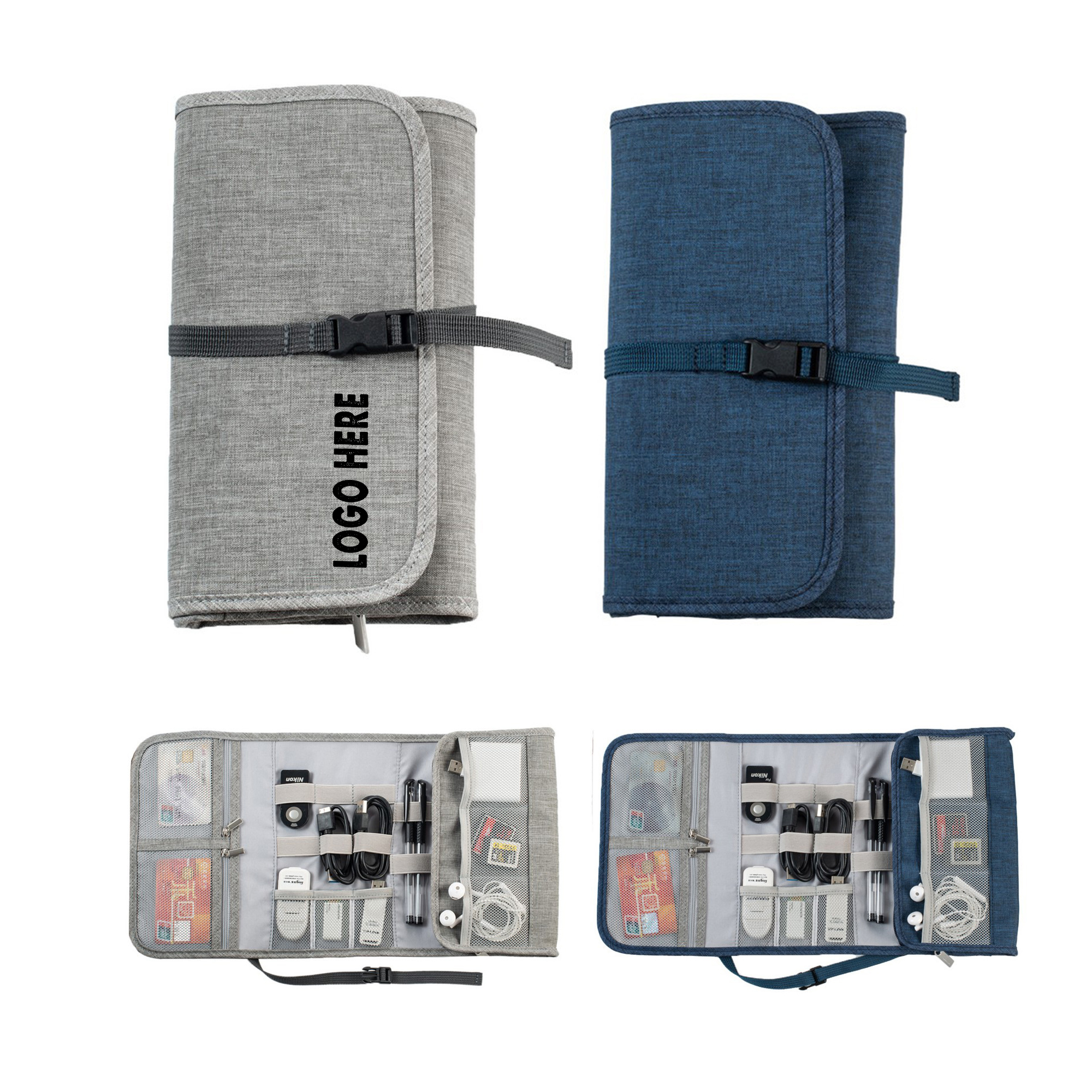 Roll Up Electronic Cable Organizer Bag Pouch 4