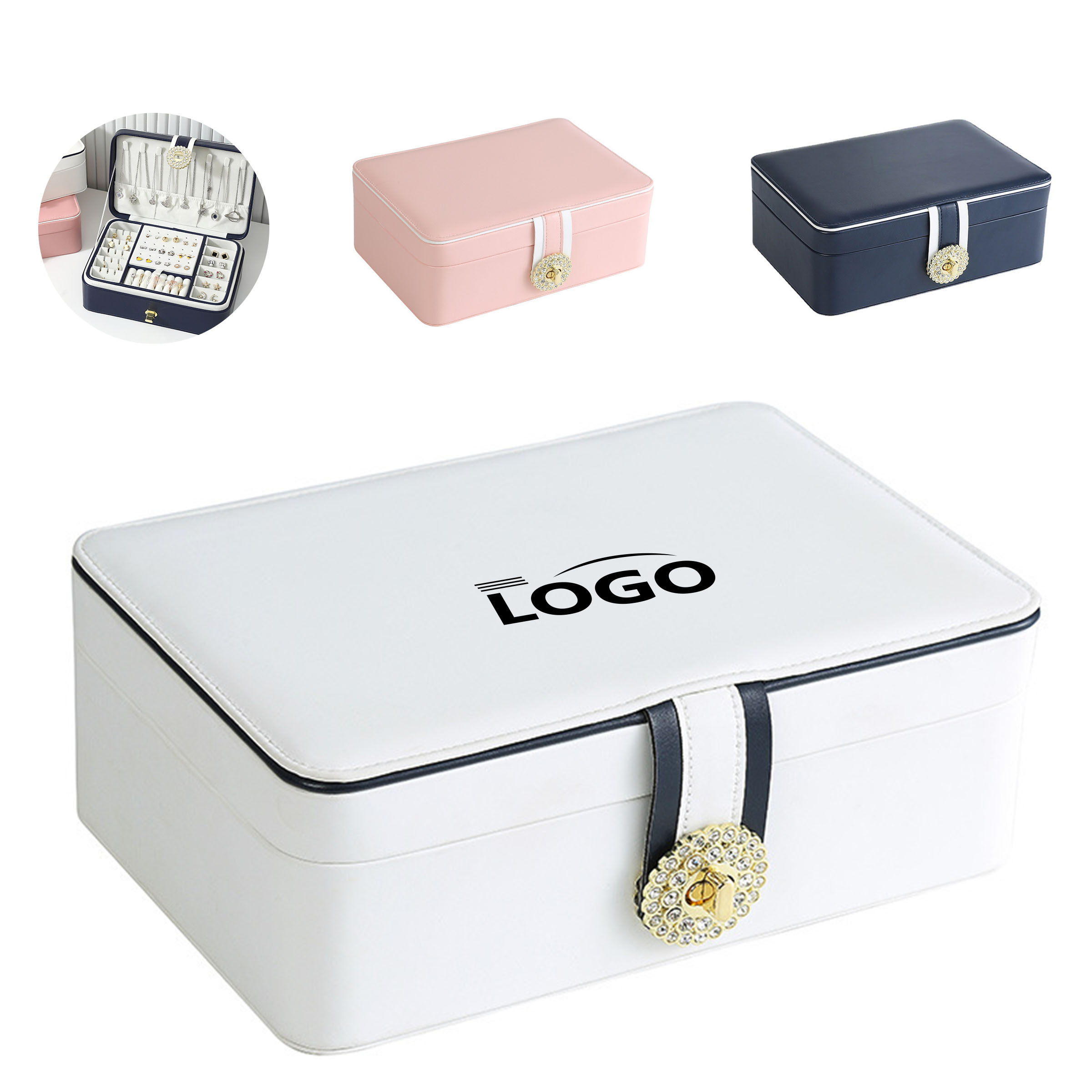 PU Leather Jewelry Case with Double-Layer Design 3