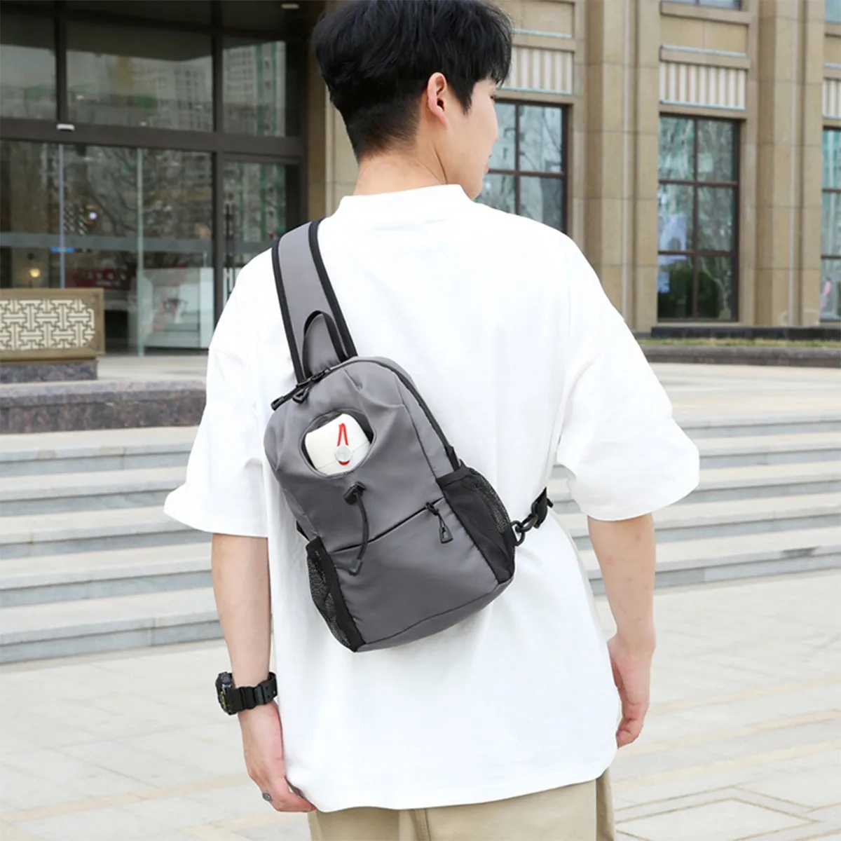 Anti-Theft Crossbody Sling Bag w/ Integrated Bottle Holder 5