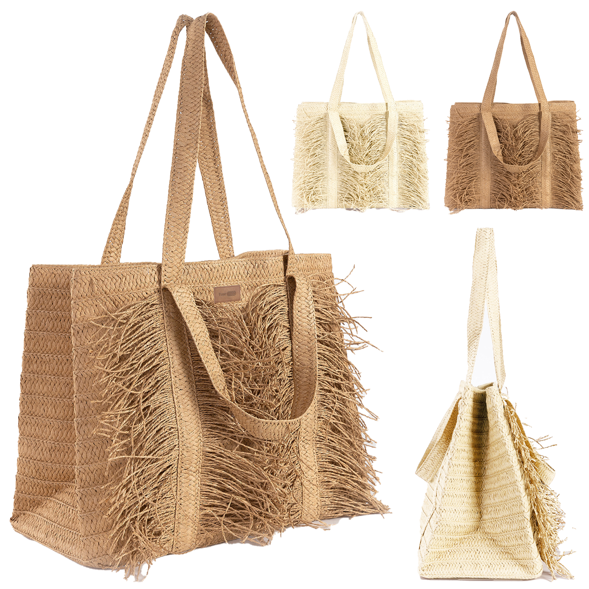 Straw Tassel Woven Women's Bag, custom tote bag with logo imprint 7