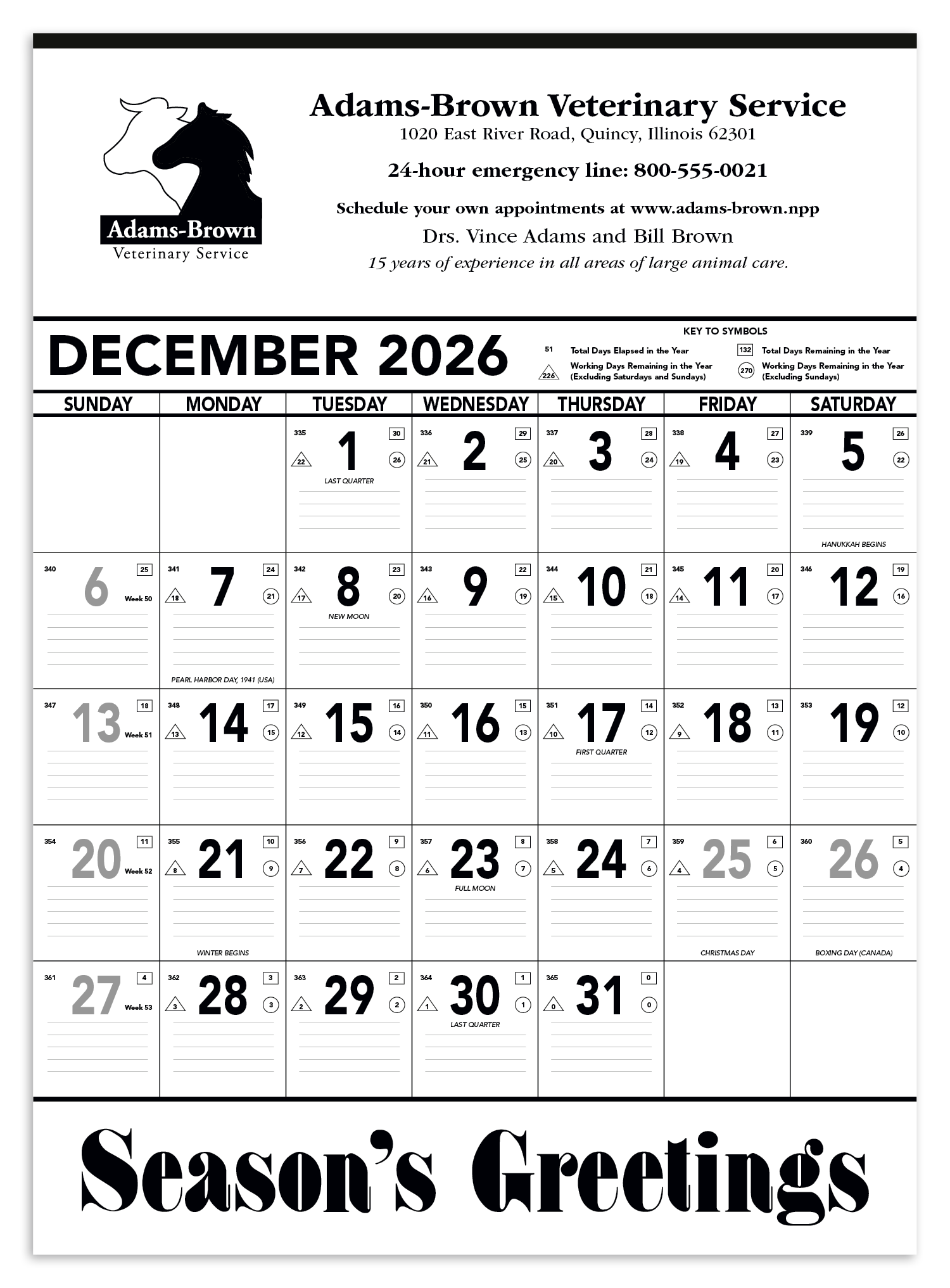 Triumph® Calendars Black & White Contractor Memo Calendar 12