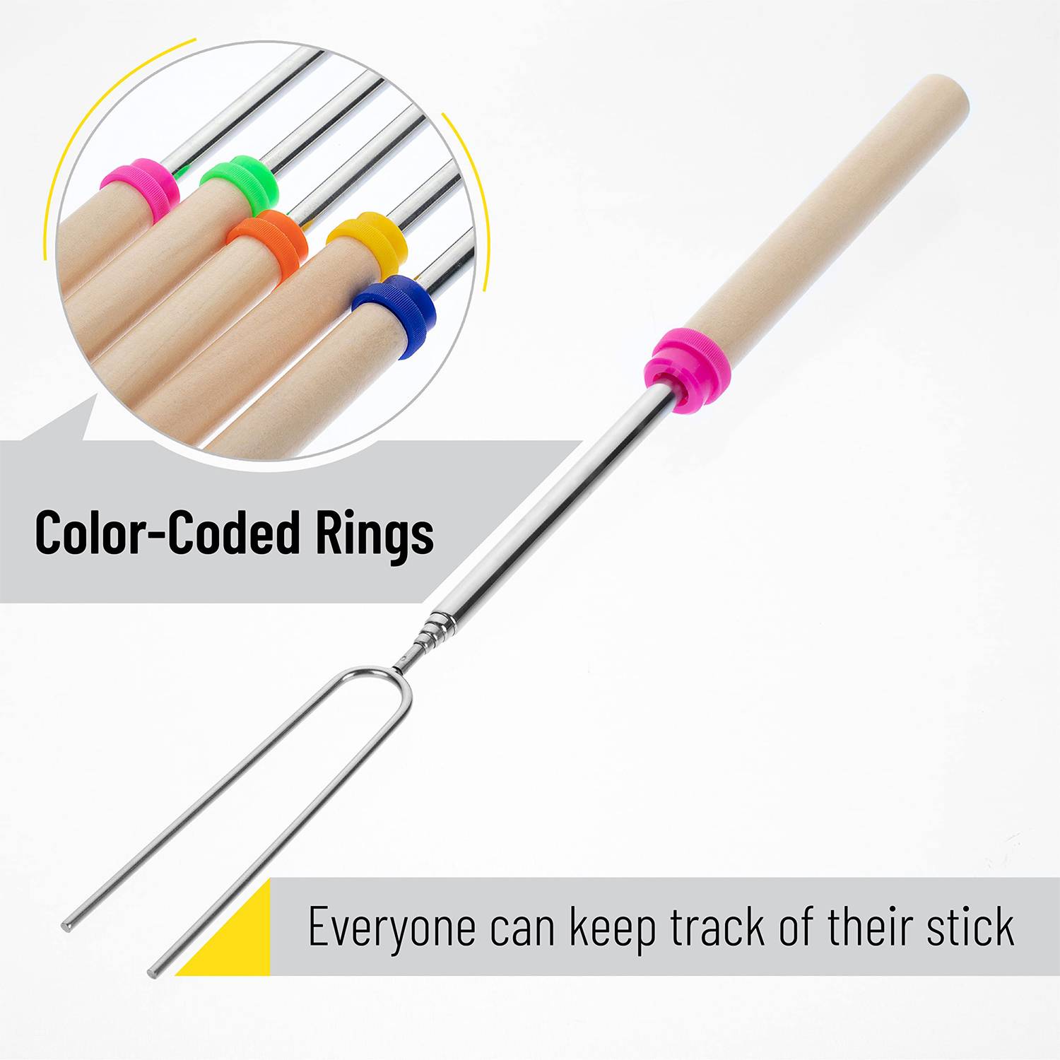 8Pcs Extendable Stainless Steel BBQ Roasting Sticks 5