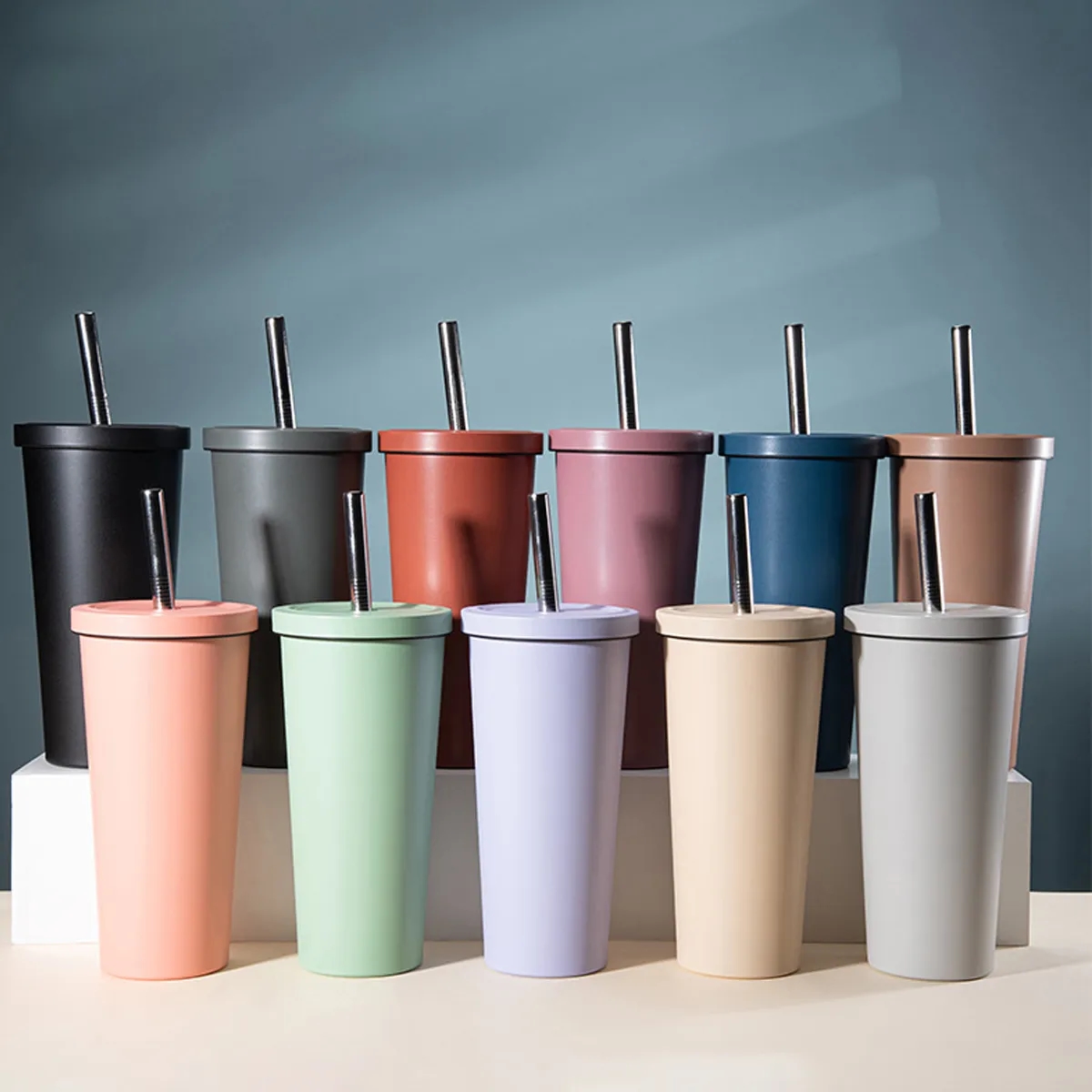 32 Oz. Matte Stainless Steel Tumbler With Lid And Straw Cups with Lids and Straws 4