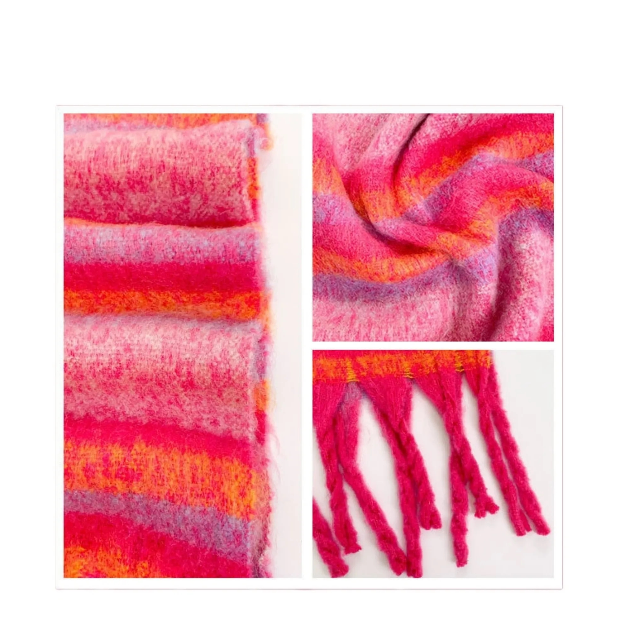 Warm Color-Block Knit Winter Scarf 8