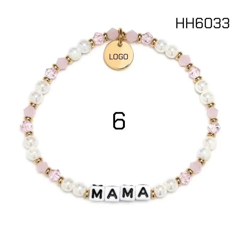 Stackable Letter Beaded Stretch Bracelets with LOGO Charms 5