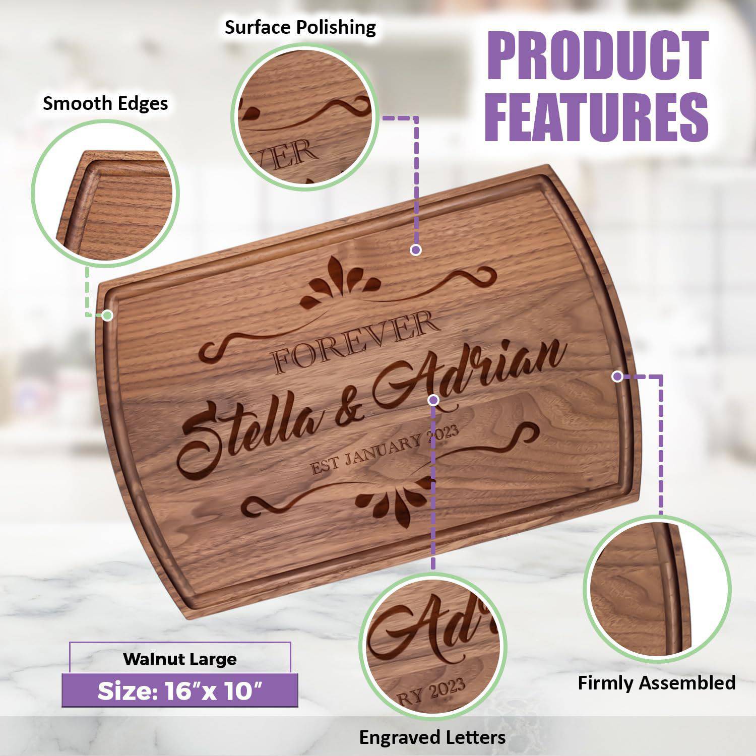 Wooden Cutting Board w/ Drainage Groove 5