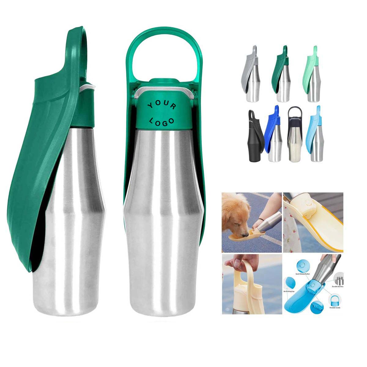 Durable Stainless Steel Dog Water Bottle Outdoor 4