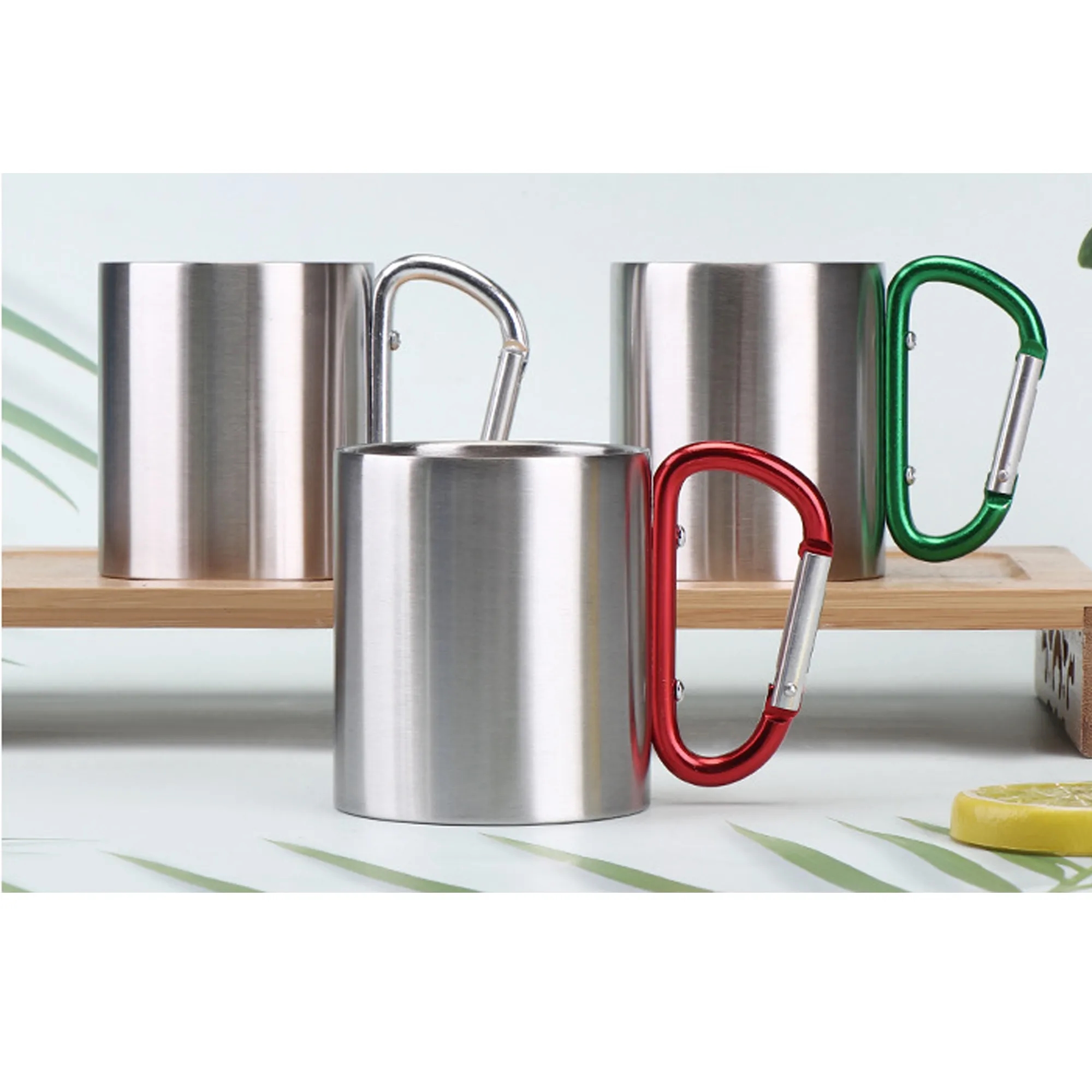 7.5oz Outdoor Cup Camping Mug With Mountaineering Buckle MOQ 3