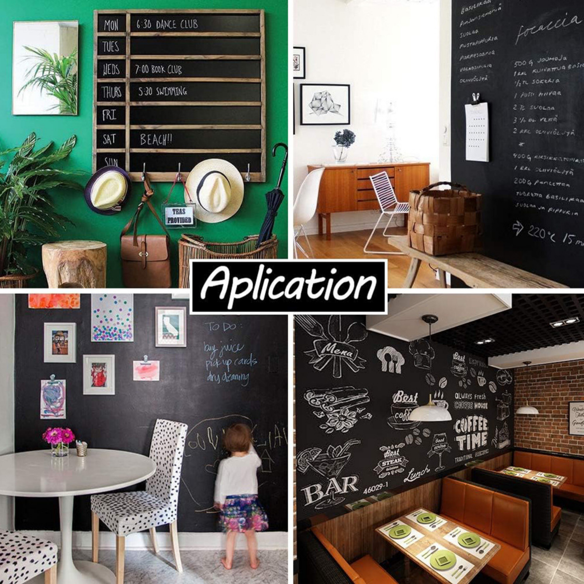 80x18" Self-Adhesive Blackboard Wall Roll 6