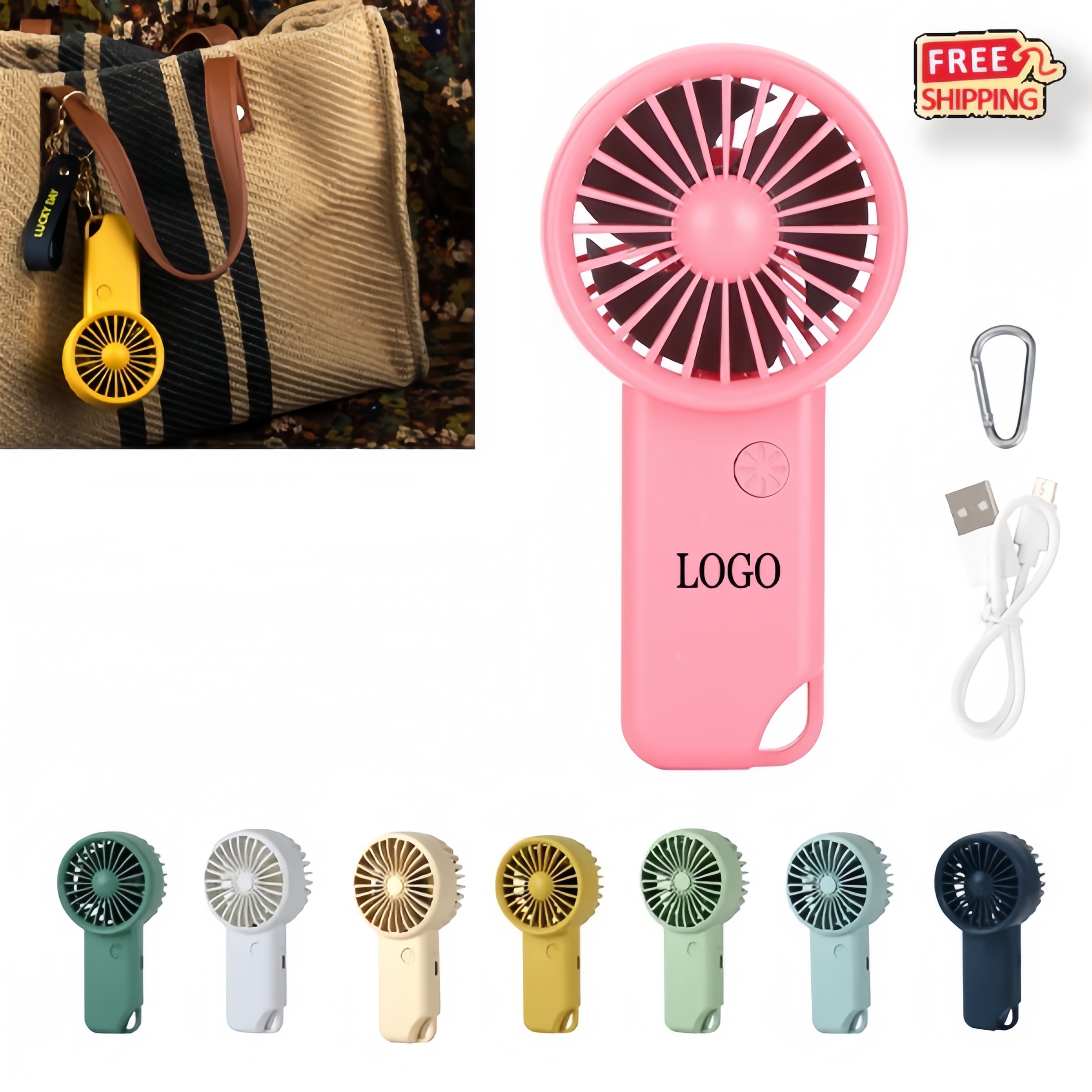 Wholesale Mini USB Fan With Carabiner Rechargeable 1