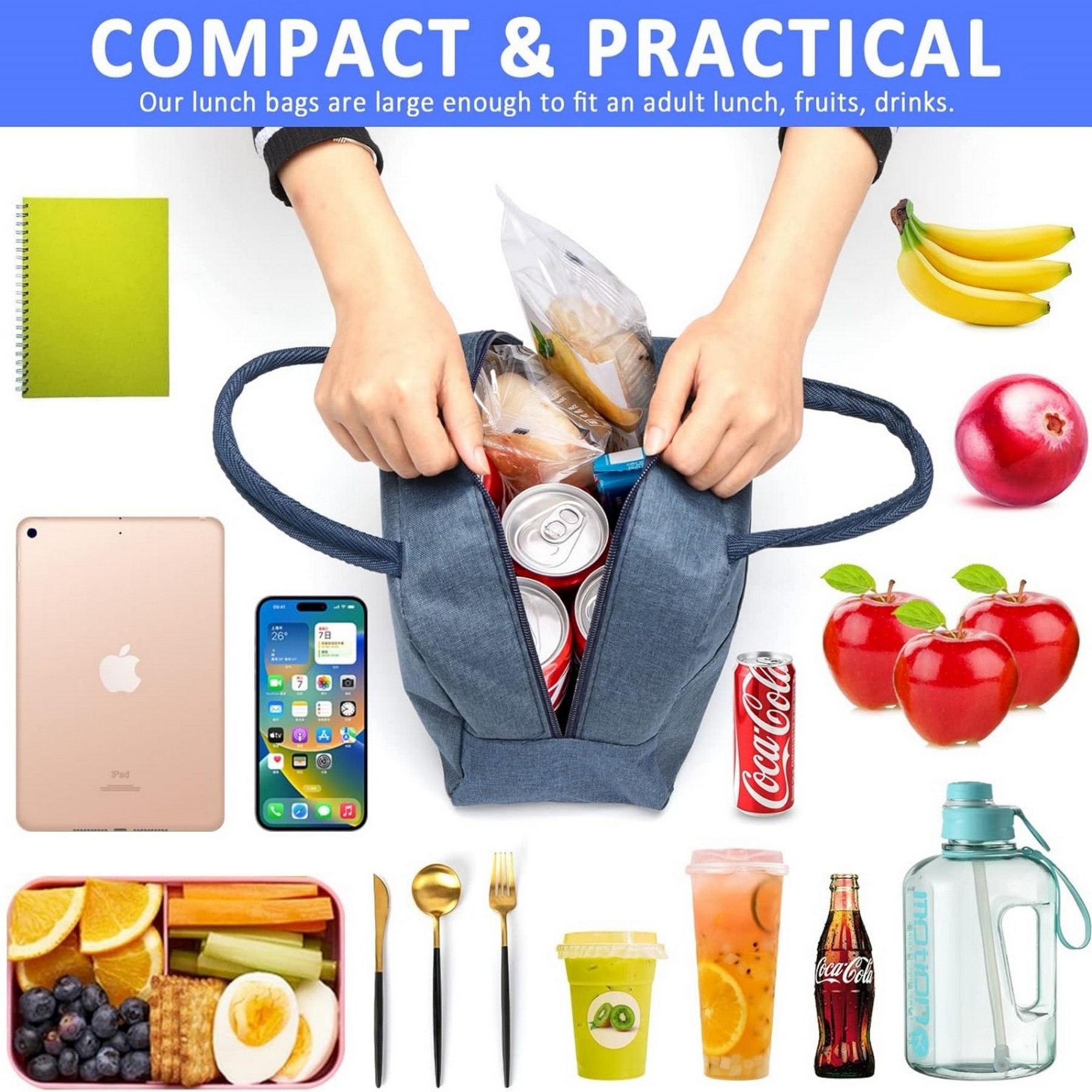 Reusable Insulated Lunch Bag with Pocket 3