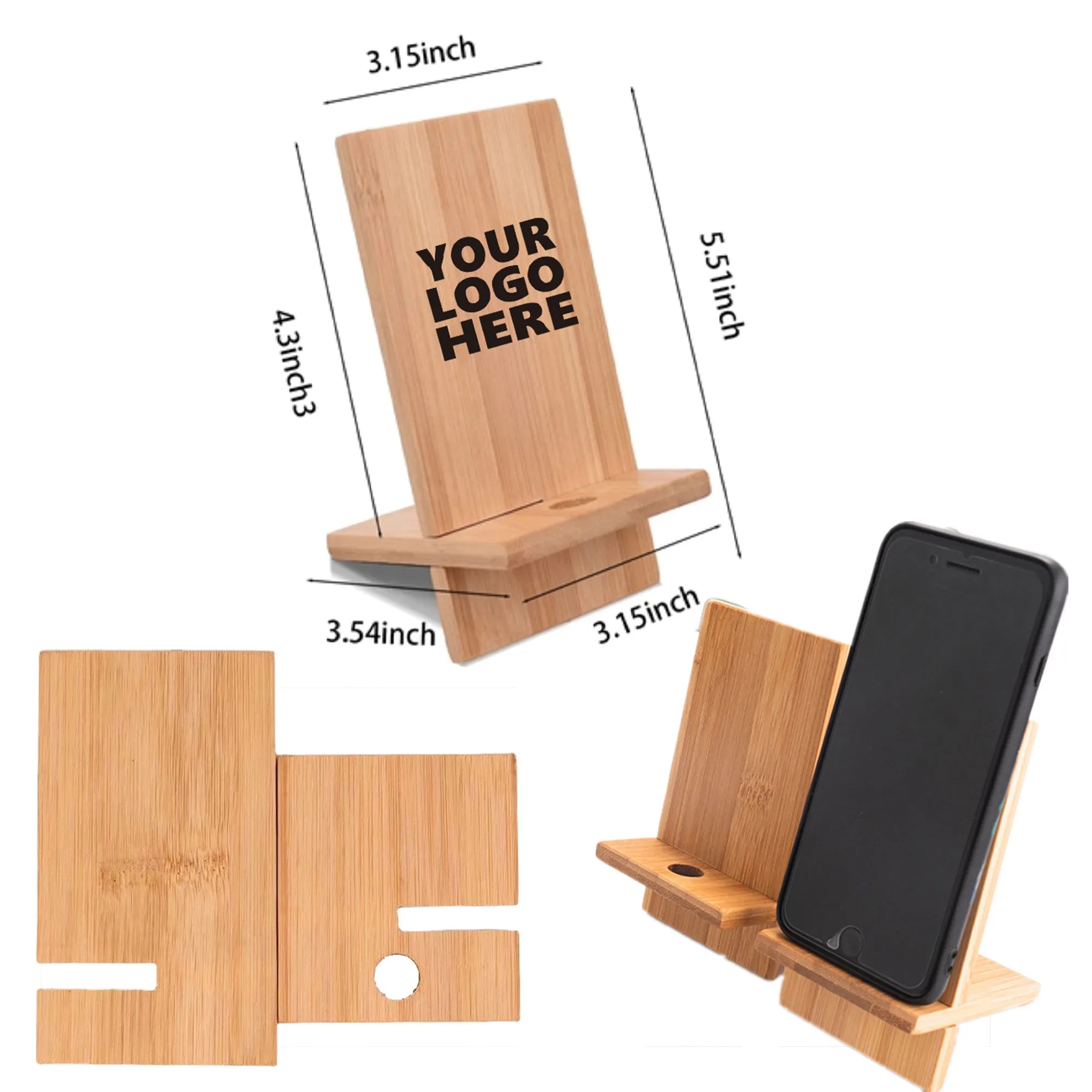 Bamboo Phone Holder MOQ 50 PCS 2