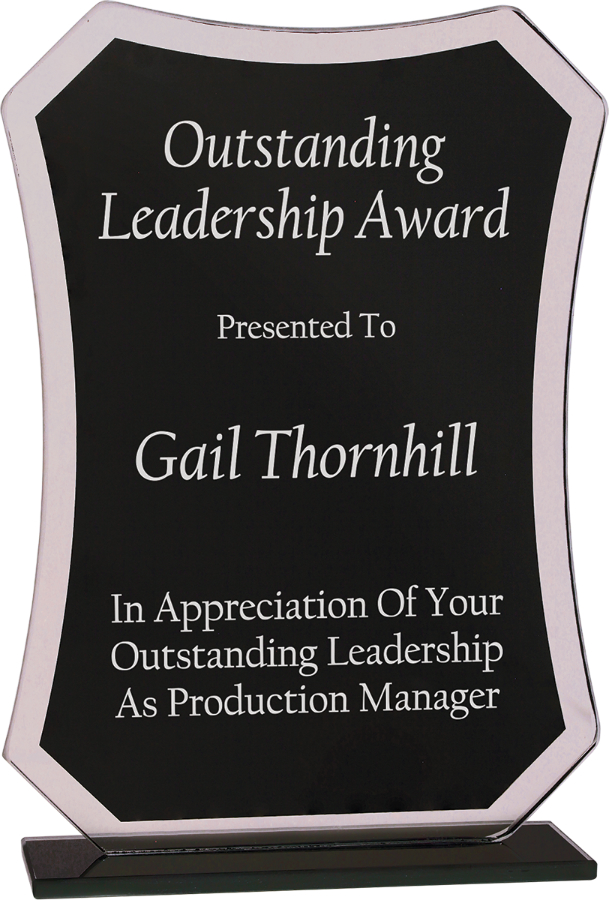 6 1/2" Black Rectangle Reflection Glass Award