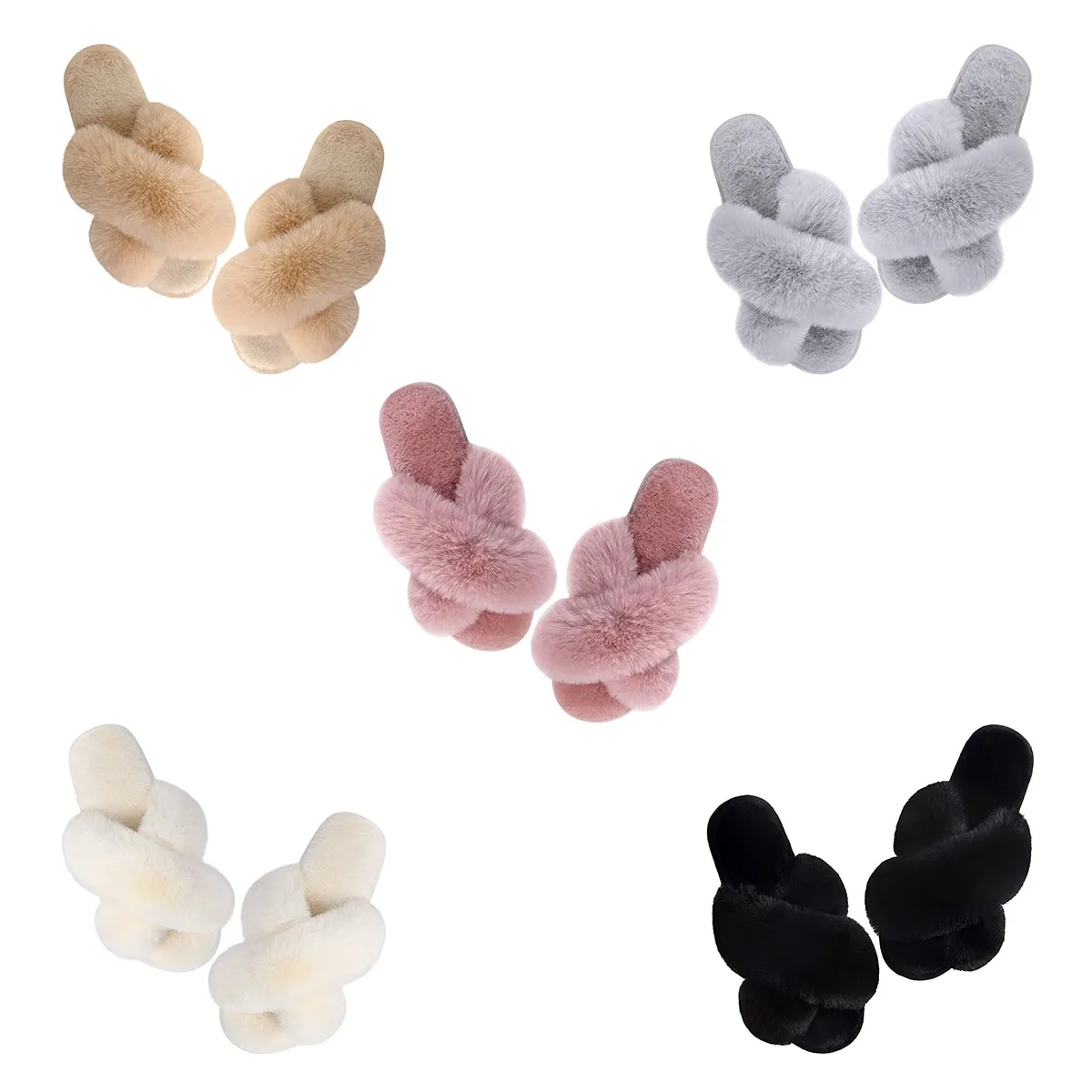 Winter Soft Slippers Plush Cozy Open Toe House Shoes 2