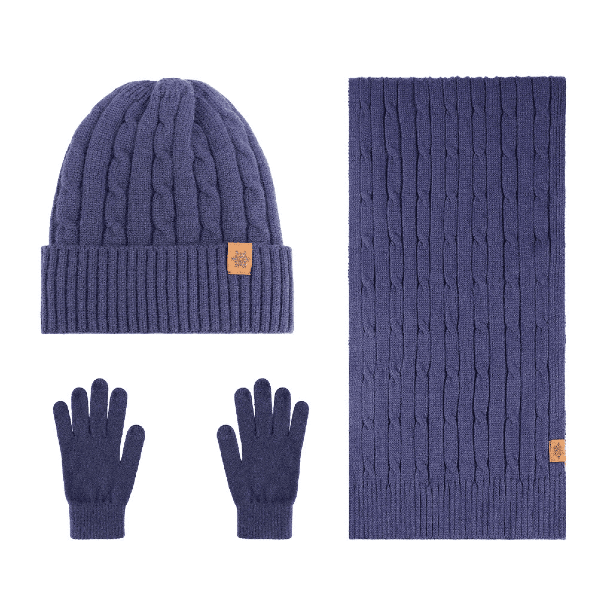 Cable Knit Warm Acrylic Winter 3-Piece Accessories Set 2