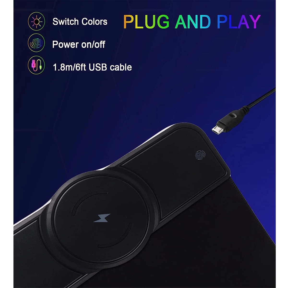 15W Wireless Charger Extended Large Gaming RGB Mouse Pad 6