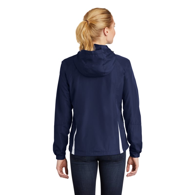 Sport-Tek Women's Colorblock Hooded Raglan Jacket. 30