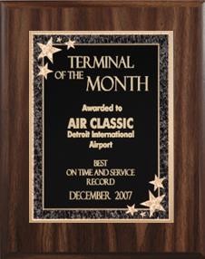 7" x 9" Walnut Finish Plaque with a Black Starburst Plate 2