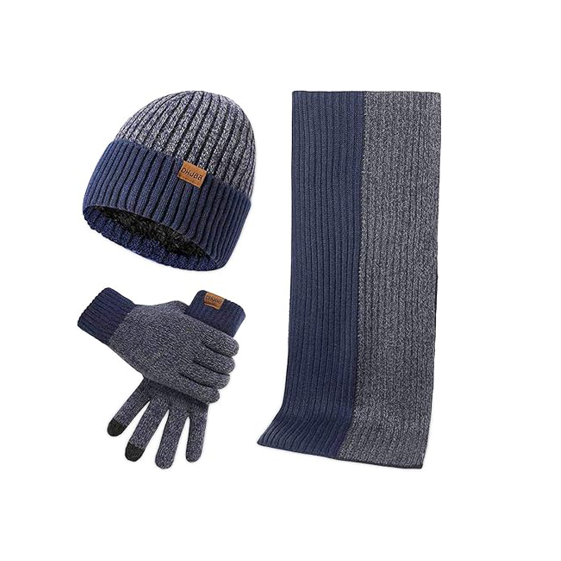 Beanie Hat Scarf Touch Screen Gloves Set 6