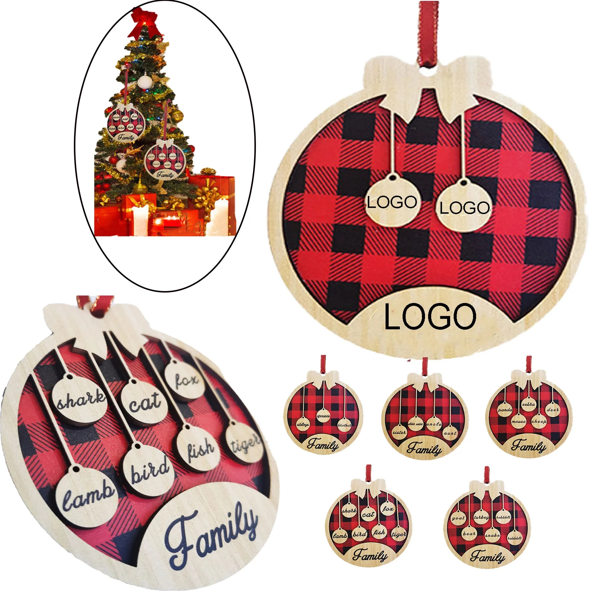 Spot Wooden Full Color Christmas Ornaments 3
