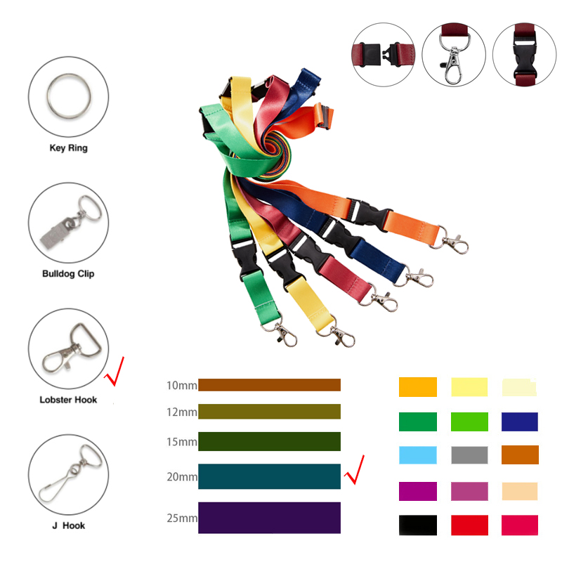 3/4" Wide Dye-Sublimated Polyester Lanyard W/ Lobster Hook, Plastic Safety Breakaway & Plastic Buckl 2