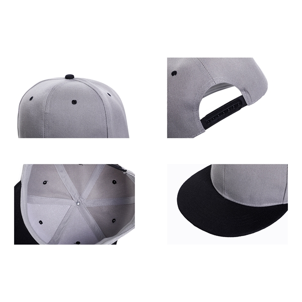 Stock 2-Tone Polyester 6 Panel Cap, Flat Visor, Snapback 14