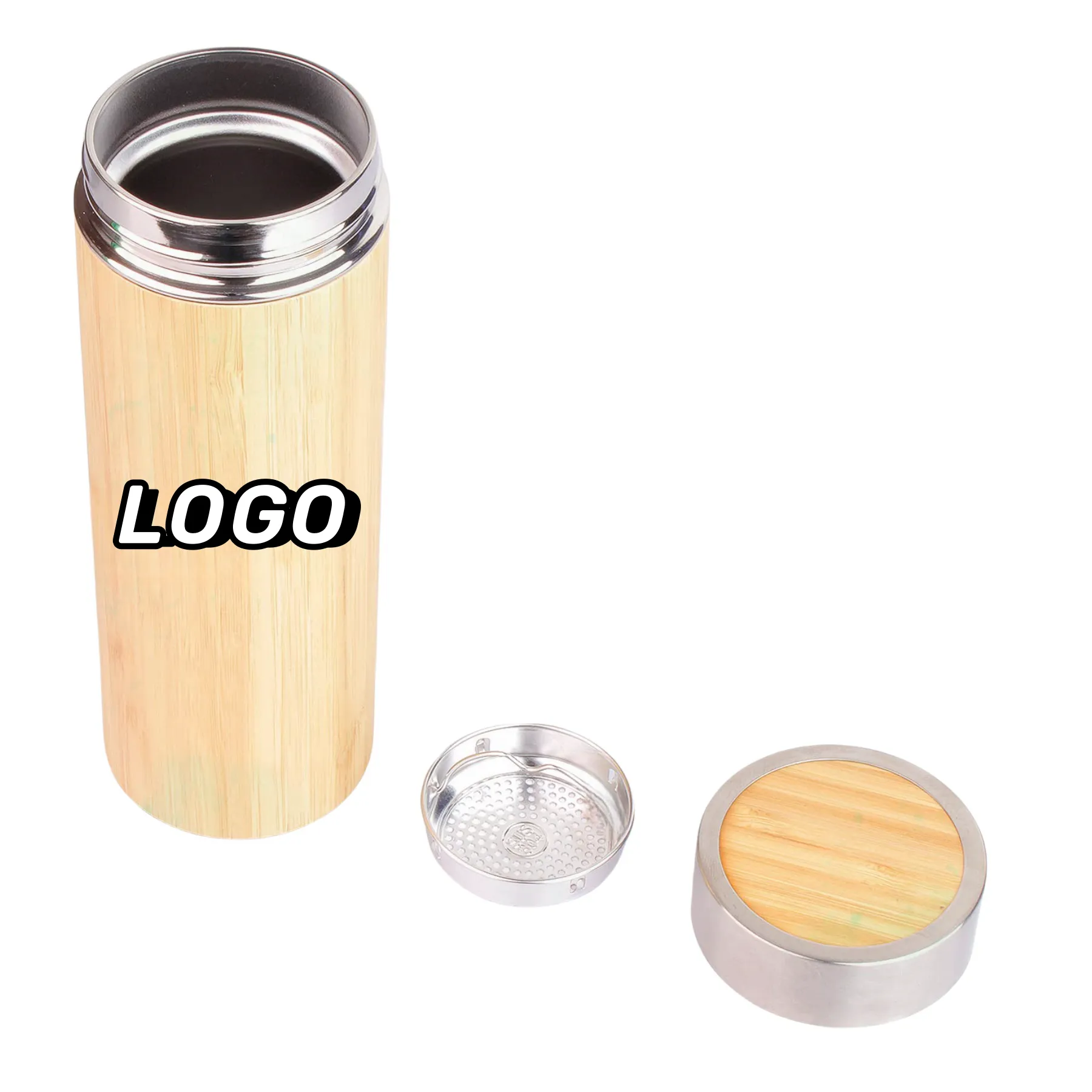 500ml Bamboo Insulate Bottle, custom water bottle with logo imprint 4