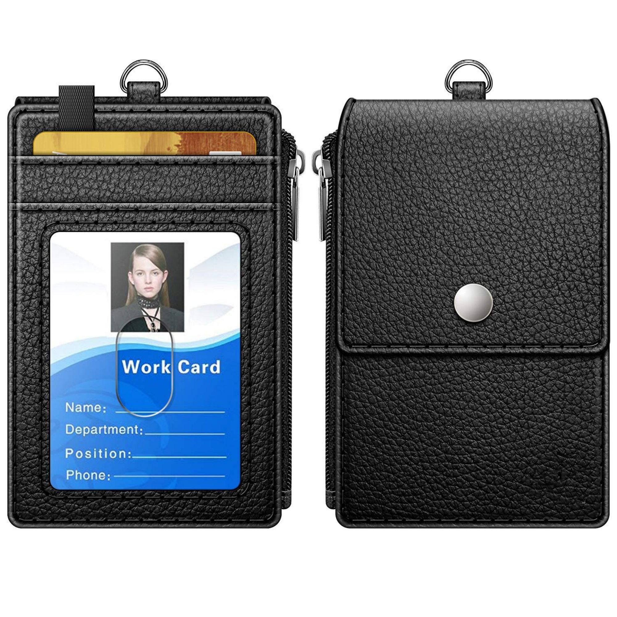 PU Leather ID Badge Card Holder Wallet 3
