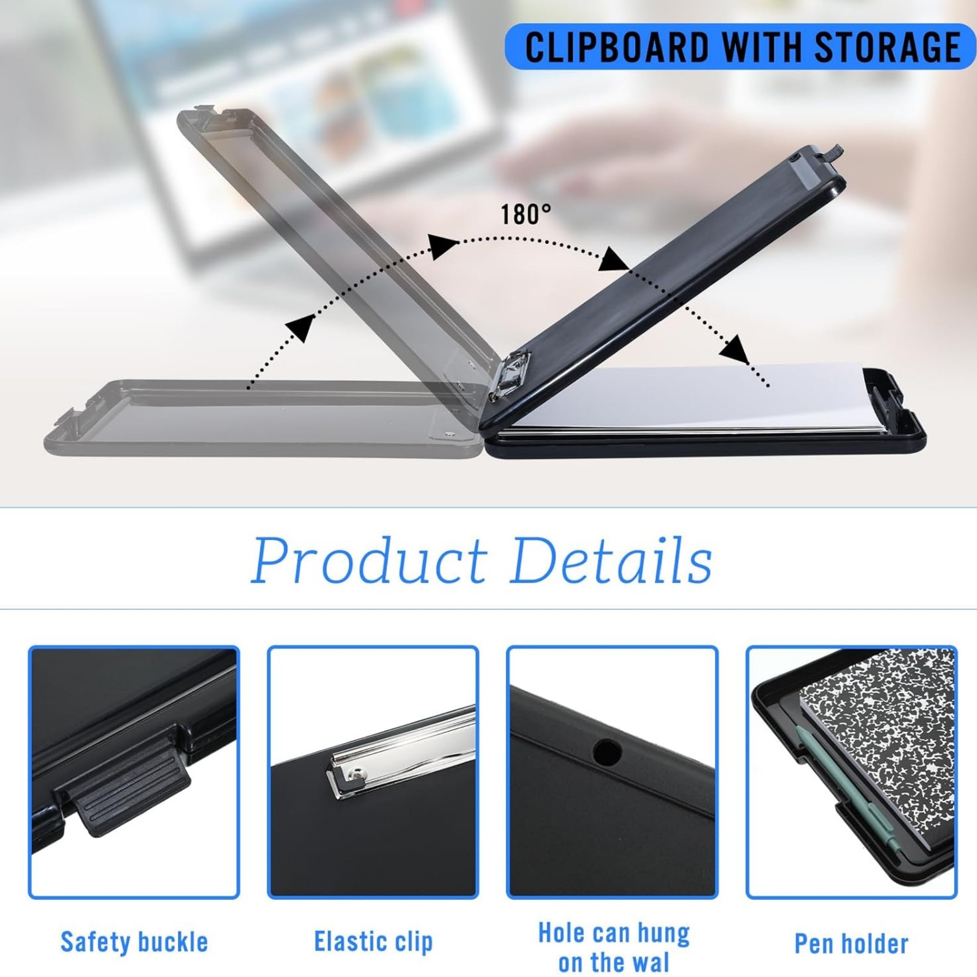 A4 Paper With Pen Holder Large Capacity Clipboards 4