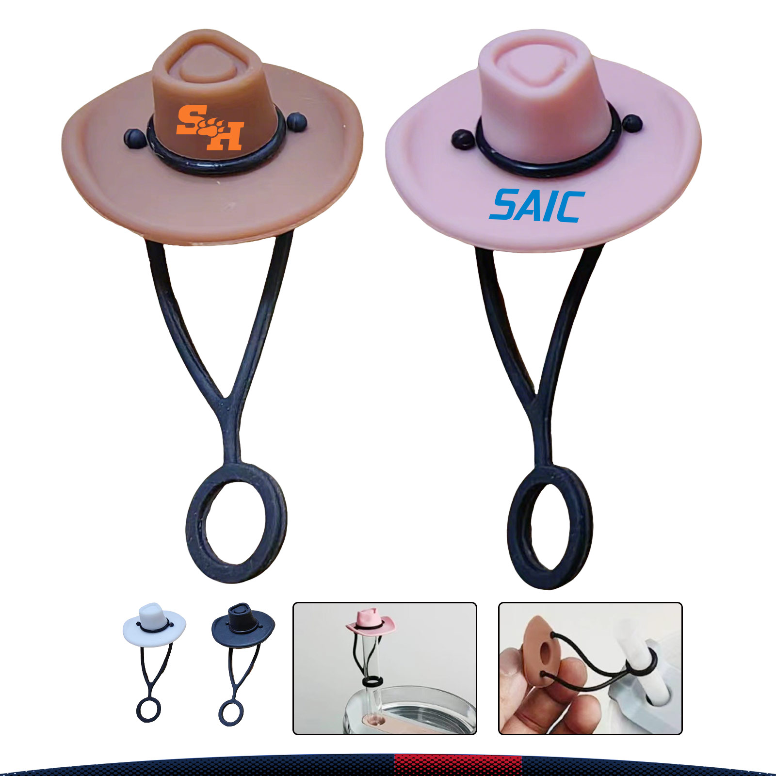Silpex Cowboy Hat-Shaped Silicone Straw Topper 4