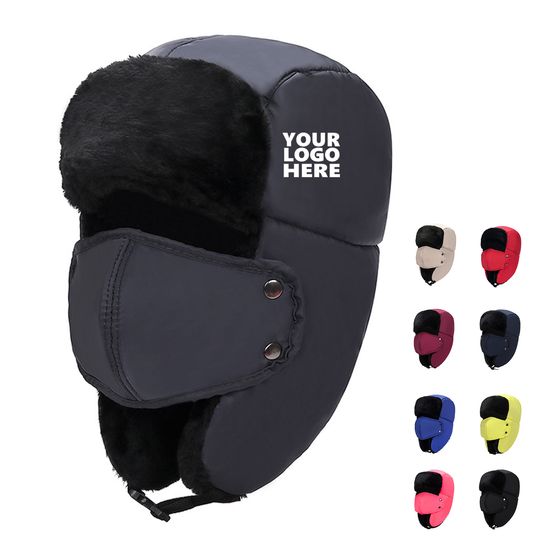 Winter Trapper Hat Ear Flap Chin Strap And Windproof Mask 2