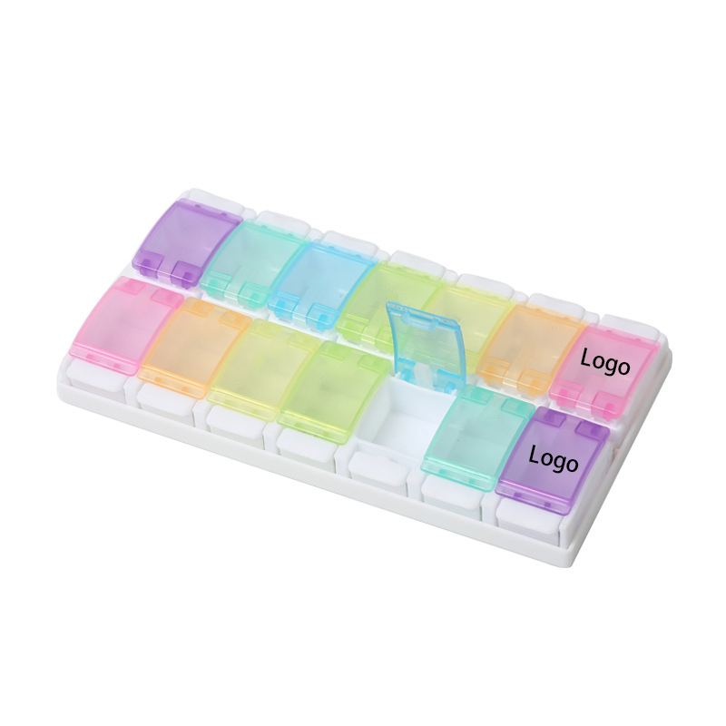 Spring Open Design 14 Compartments Pill Organizer 2