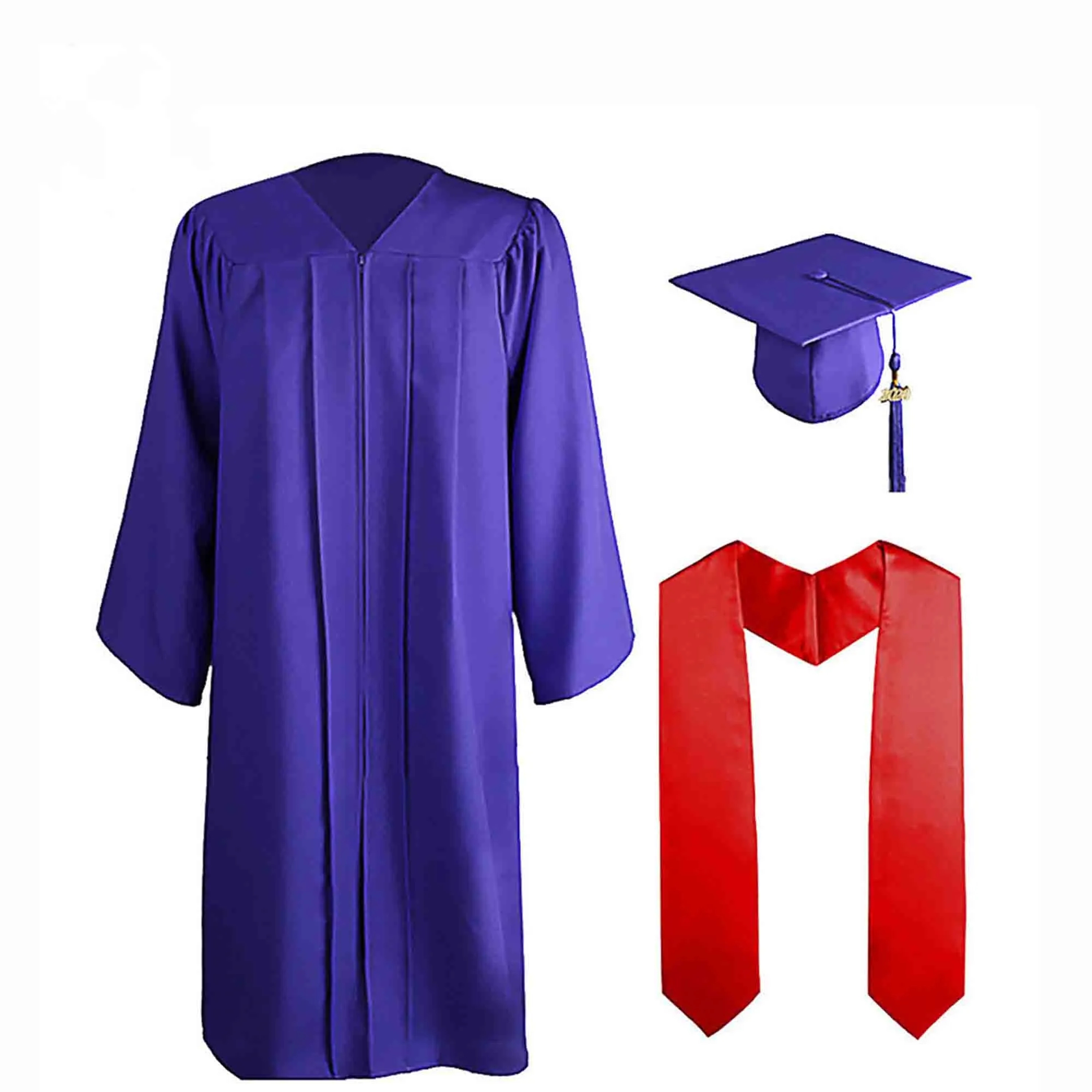 Matte Graduation Gown Cap Tassel and Stole Set 3