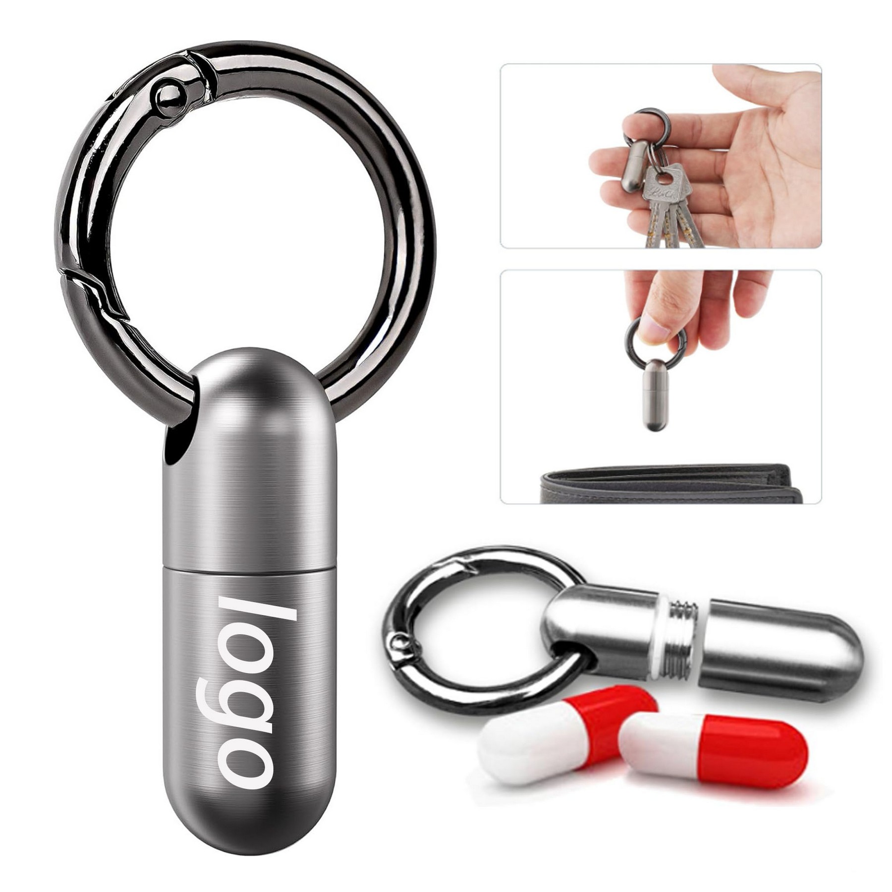 Titanium Keychain Small Waterproof Pill Box Container