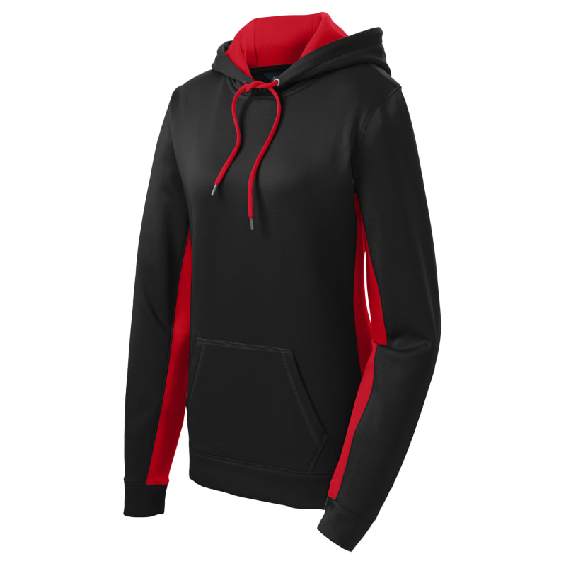 Sport-Tek Women's Sport-Wick Fleece Colorblock Hooded Pullover. 13