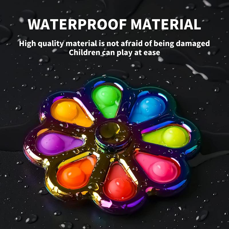 Flower Shape Push Pop Bubbles Rotatable Fidget Spinner Toy 3
