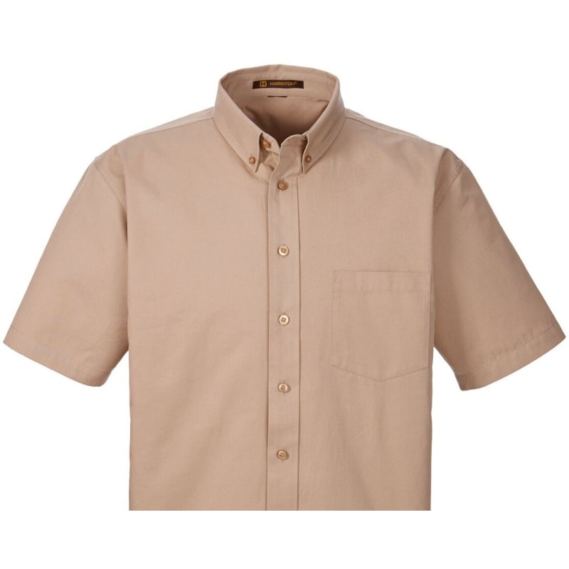 Harriton Men's Foundation 100% Cotton Short-Sleeve Twill Shirt With Teflon™ 16