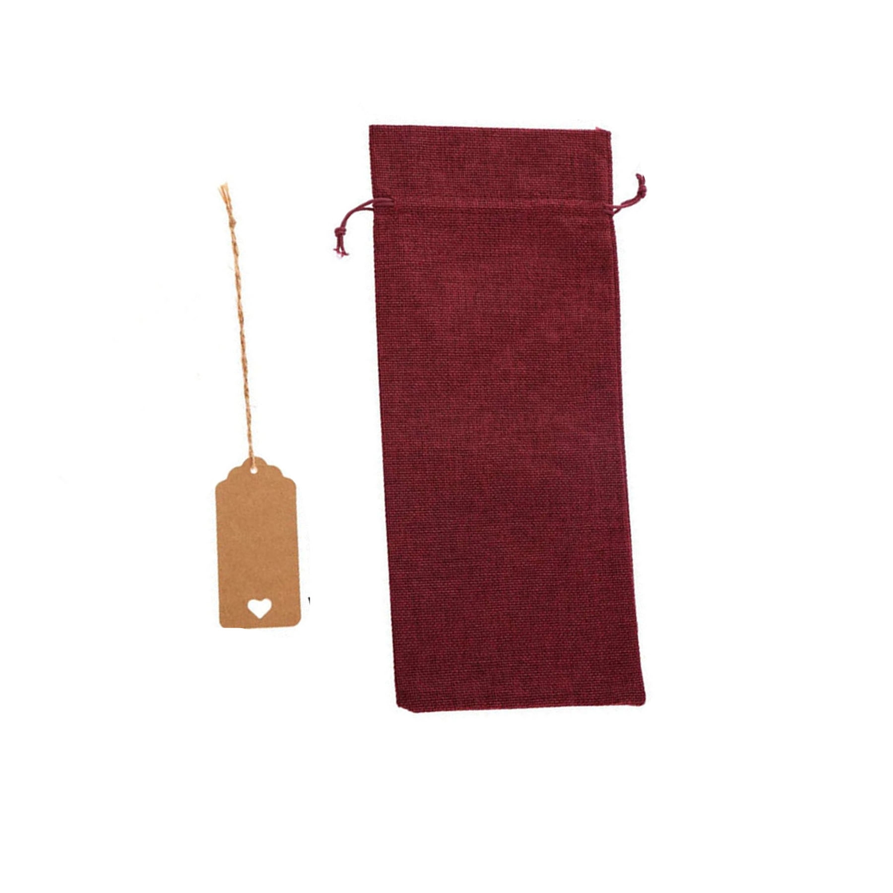 Drawstring Burlap Wine Bags With Tags & Ropes 4