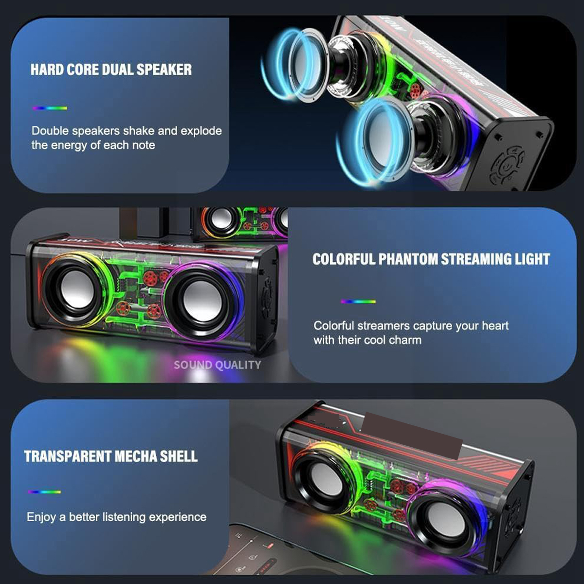 Wireless RGB Light Clear Speakers 4