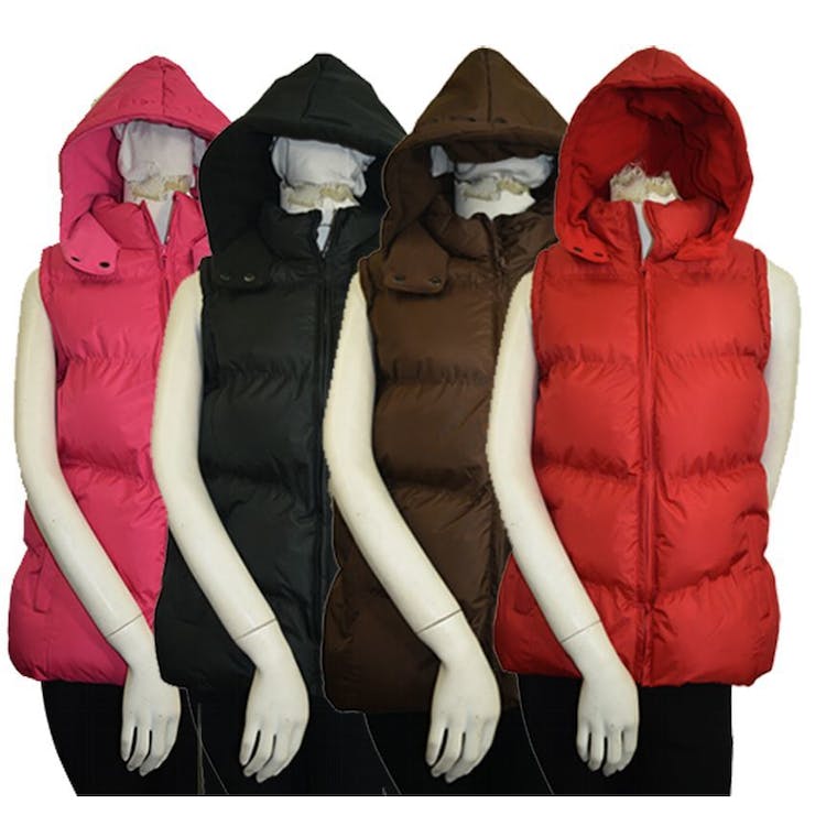 Women's Hooded Puffy Vests - Size S-XL Assorted Colors 1