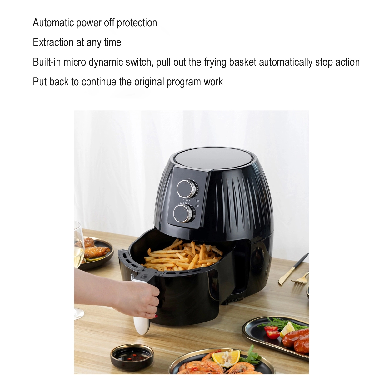 Air Fryer 5.5L Quart Fried Basket with Touch Screen 4