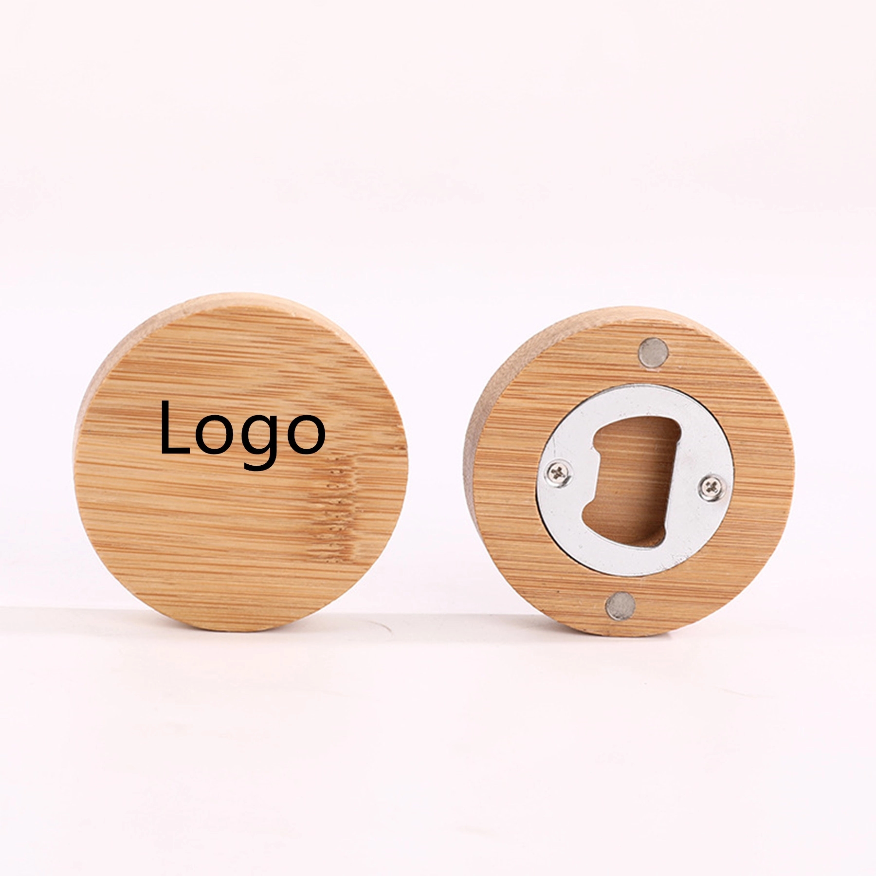Round Magnetic Bamboo Bottle Opener 3