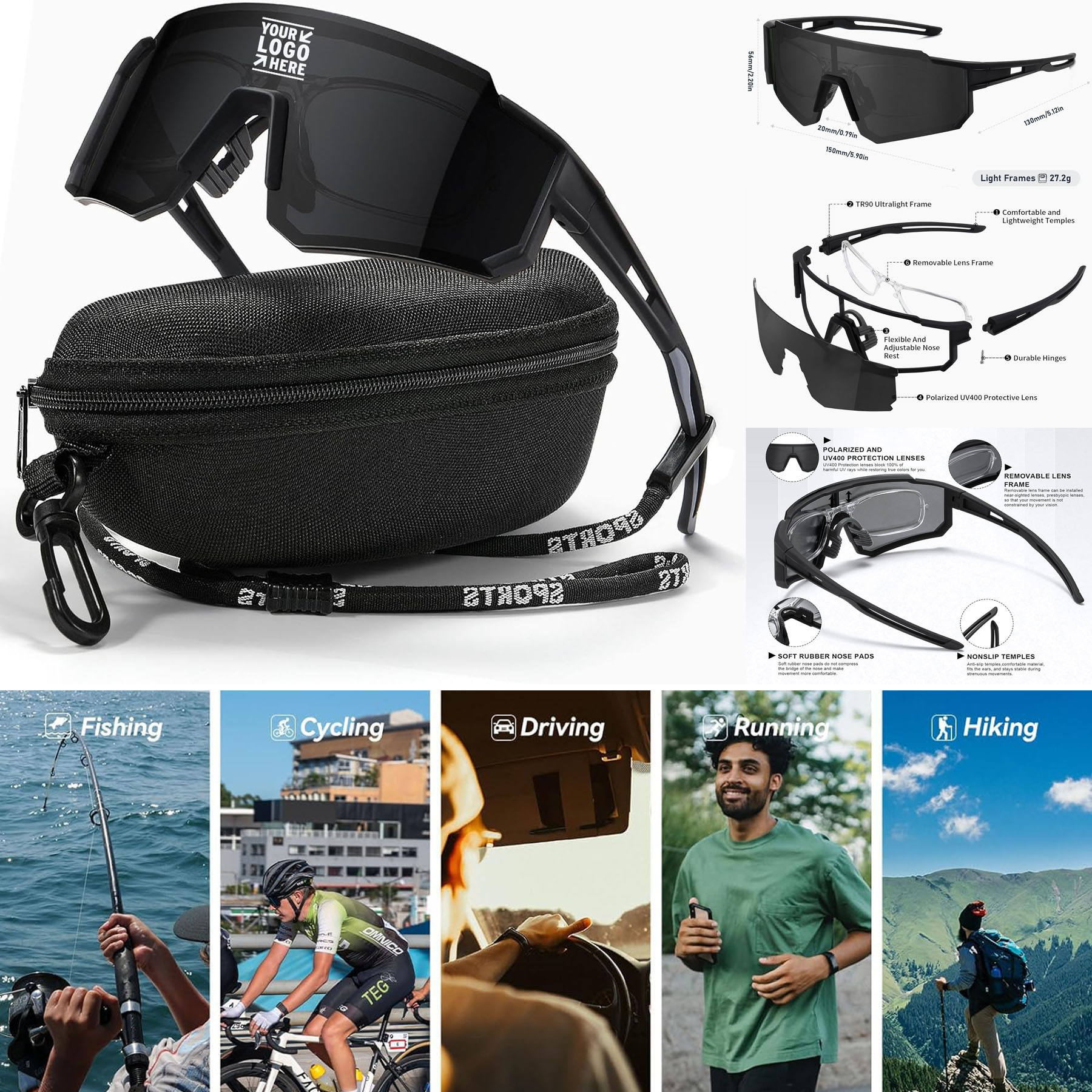 Men Women UV Protection Fishing Cycling Hiking Mountain Bike Baseball Polarized Sports Sunglasses