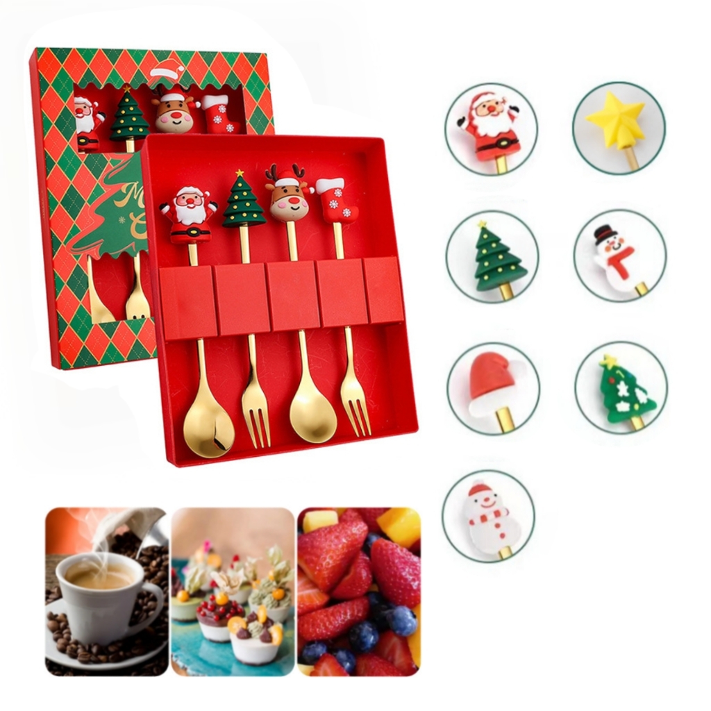 Christmas Dessert Spoon & Fork (4 pcs) 2