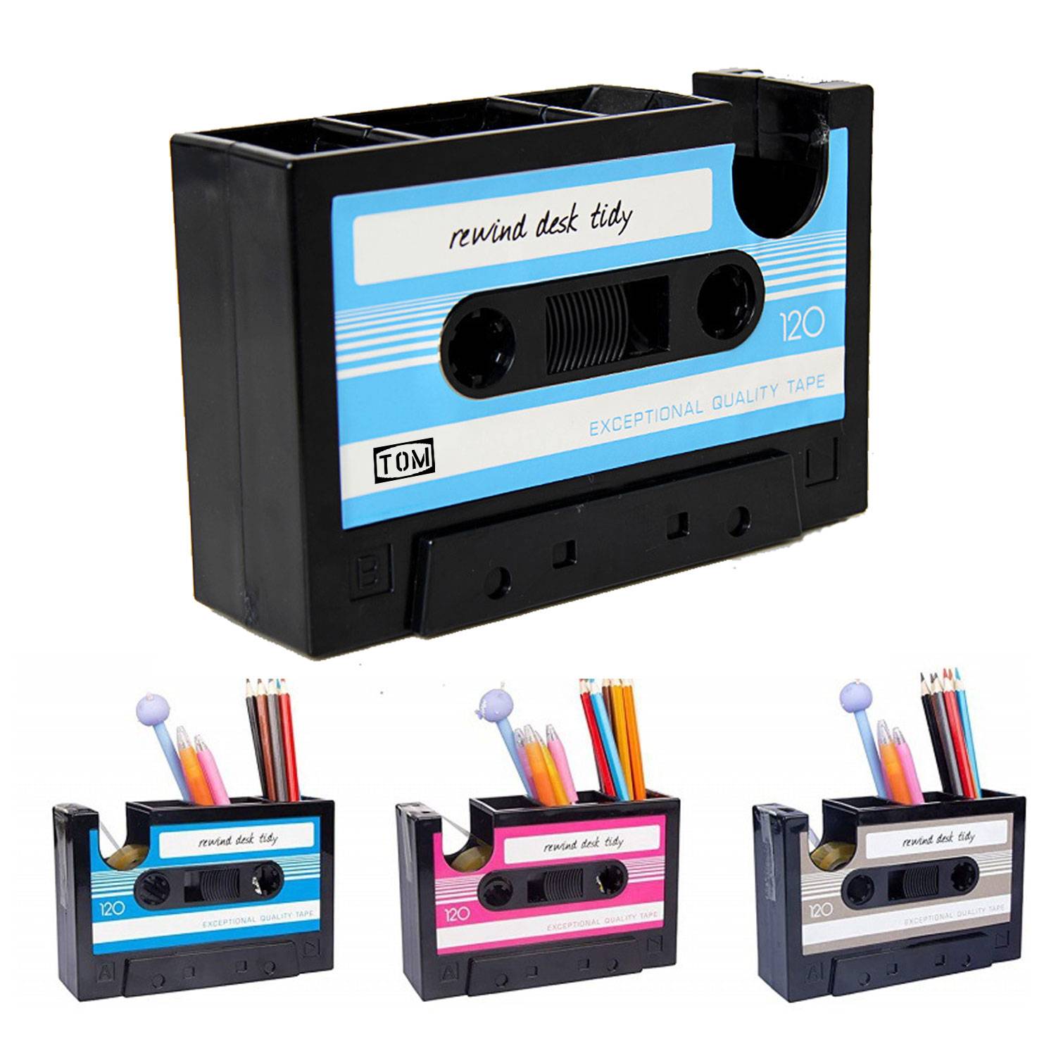 Retro Tape Clip Knife Office Stationery Student Pen Holder 2